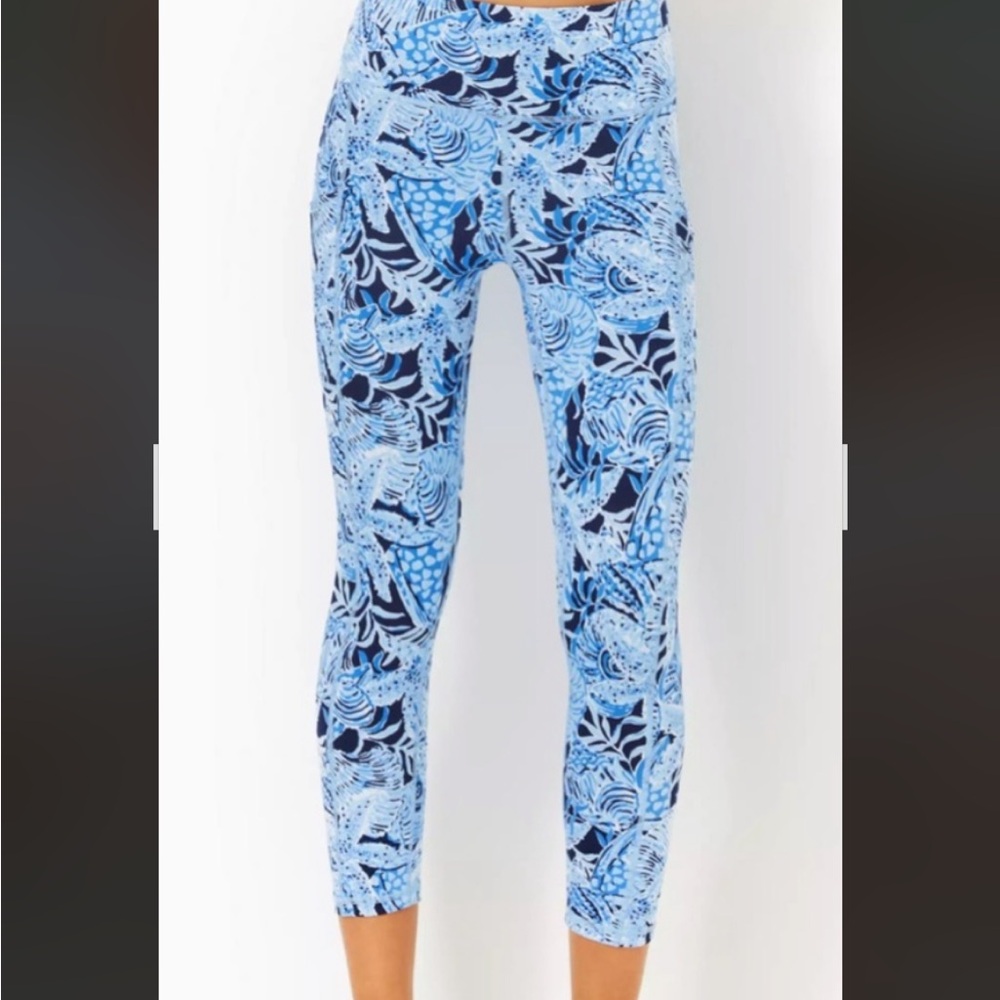 NWT Lilly Pulitzer High Rise Midi  Leggings Bonaire Blue XXS